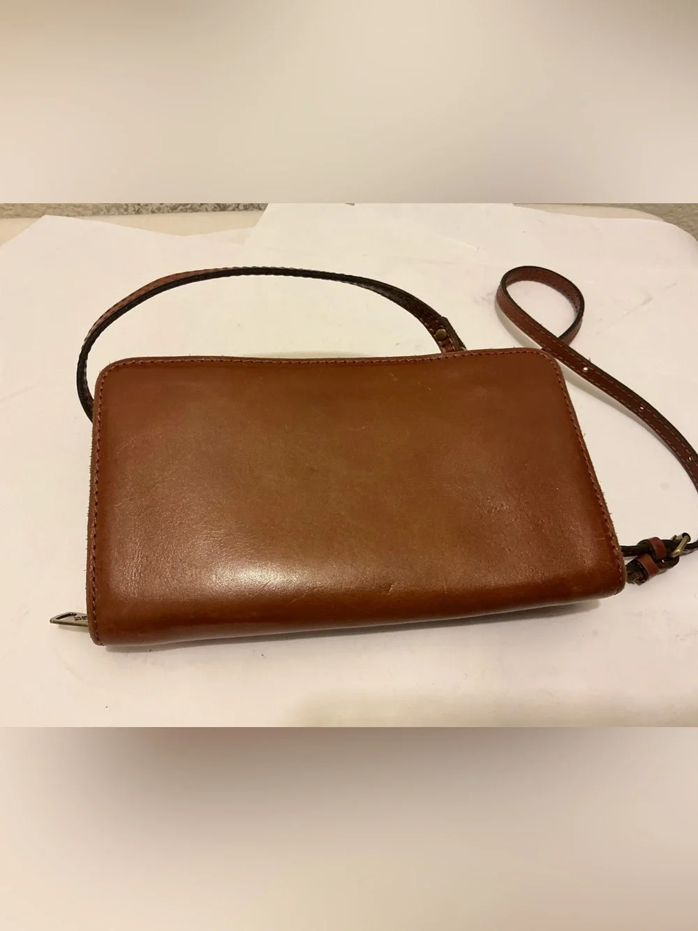Patricia Nash Alberese Chestnut Brown Leather Crossbody Bag
